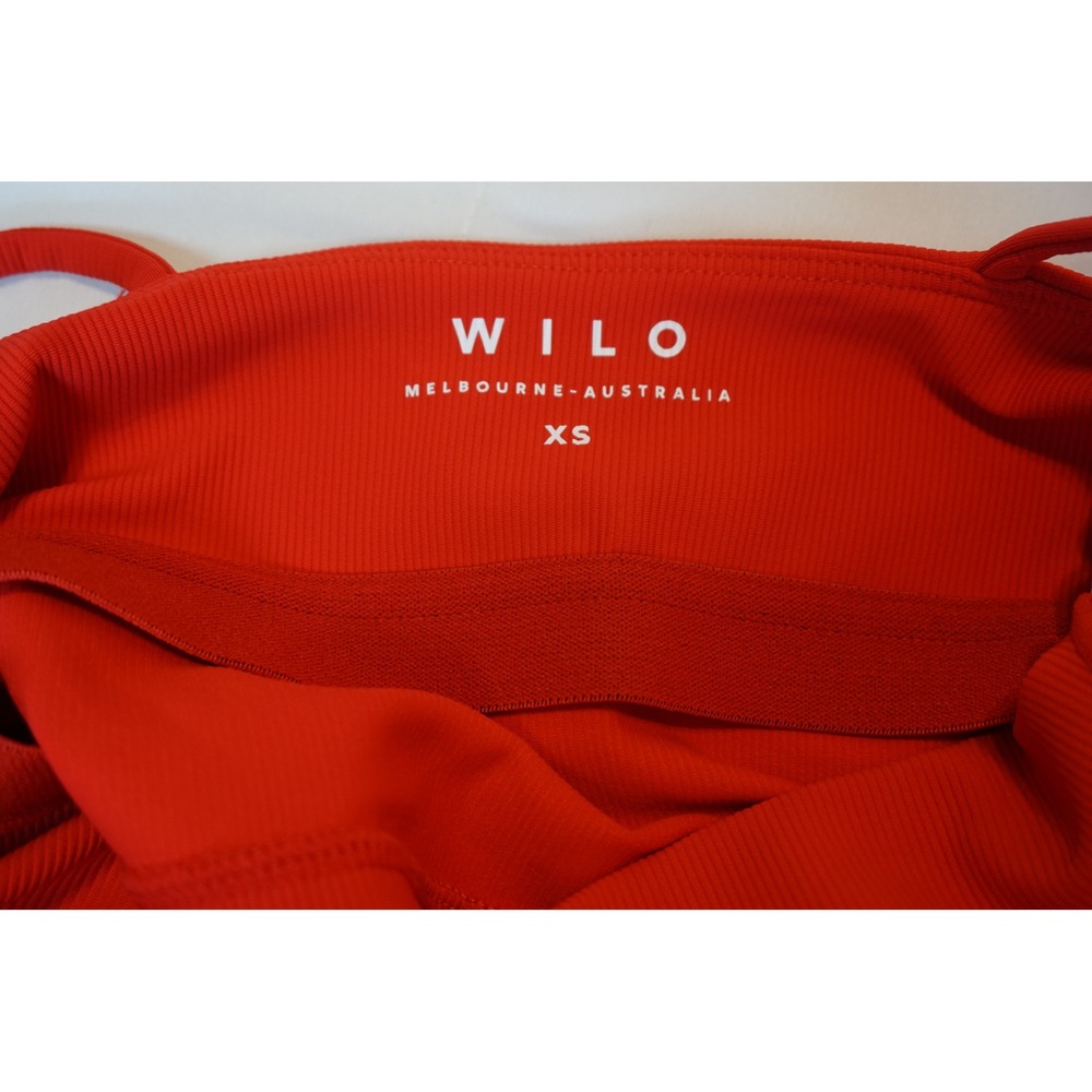 Wilo The Label Fire Red Ribbed Activewear Set XS Tank Top and Ruched Leggings - Picture 8 of 9